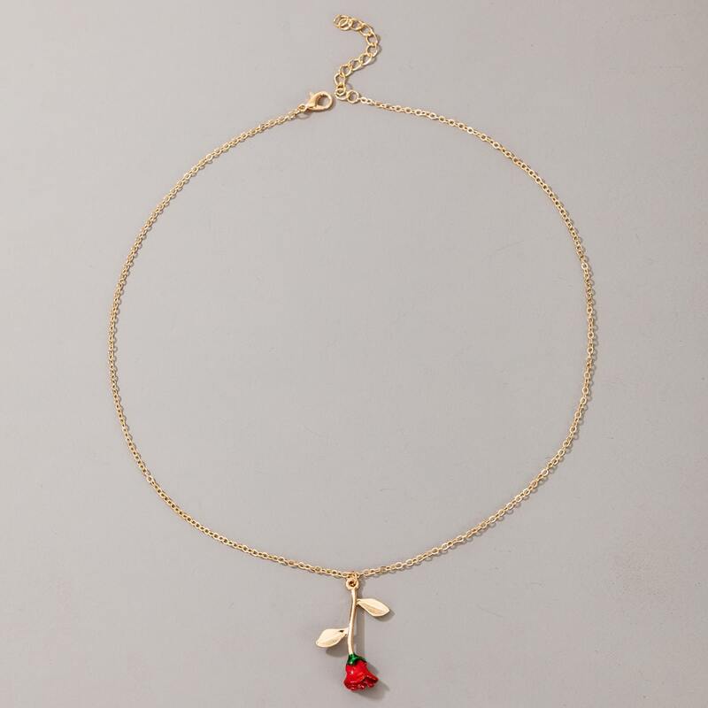 

Rose Pendant Chain Necklace, Gold