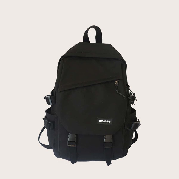 

Men Letter Patch Large Capacity Backpack, Black