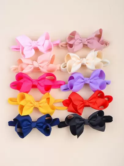 bilicaca 10pcs Baby Plain Bow Decor Hair Band Love Valentine