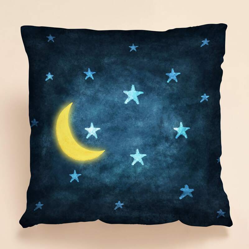 

Moon Print Cushion Cover Without Filler, Multicolor