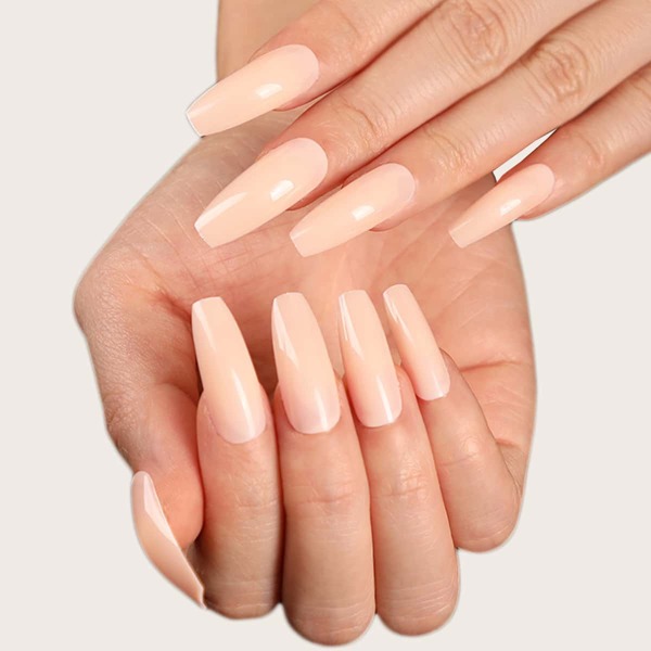 

24pcs Solid False Nail & 1sheet Tape, Apricot