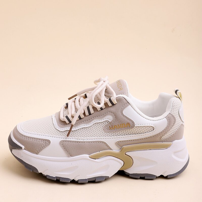 

Color Block Lace-up Front Chunky Sneakers, White