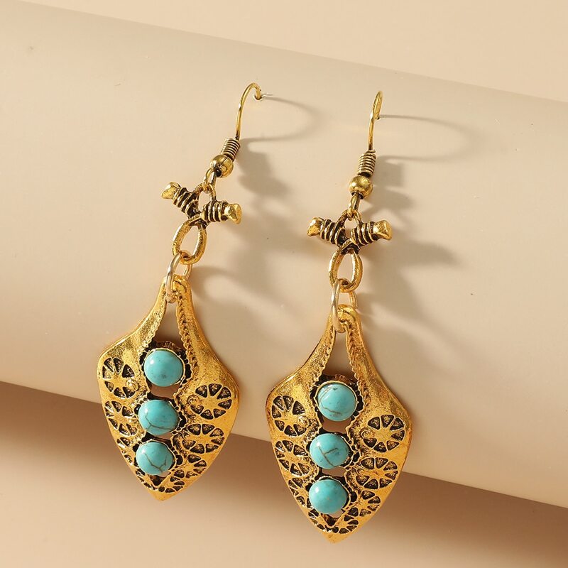 

Vintage Turquoise Drop Earrings, Gold