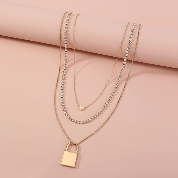 

3pcs Gold Heart Charm Necklace