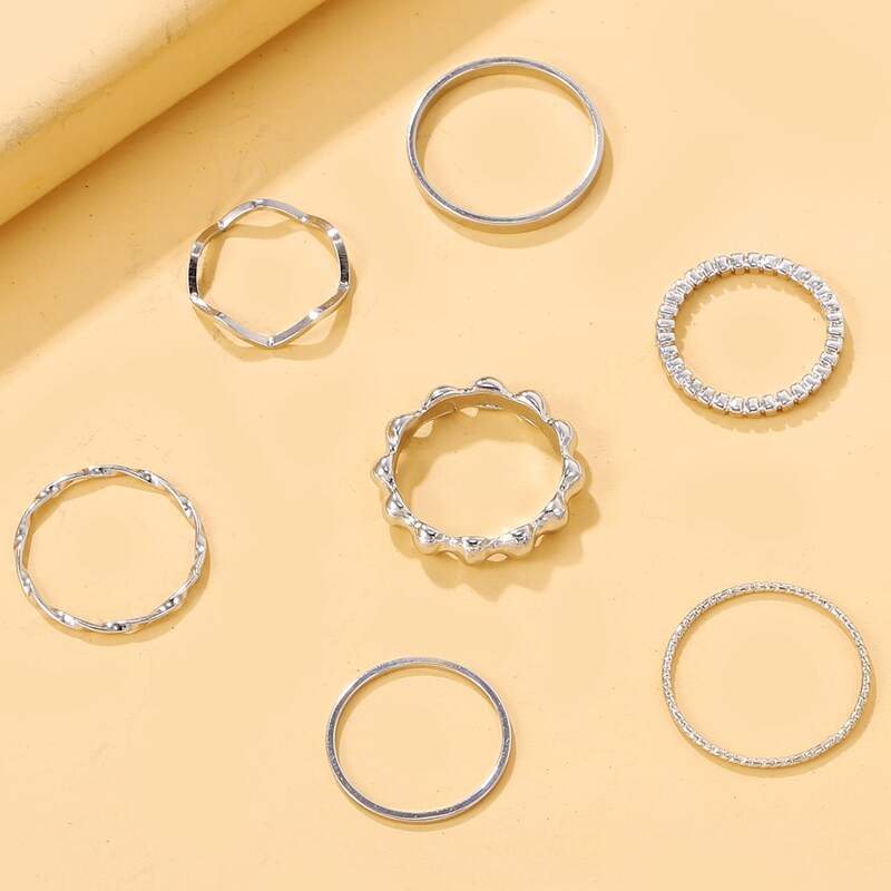 

7pcs Minimalist Ring, Silver