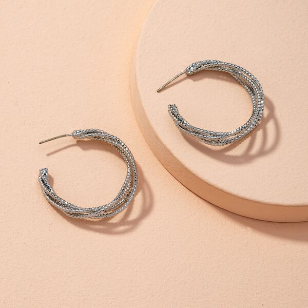 

Twist Cuff Hoop Earrings, Silver