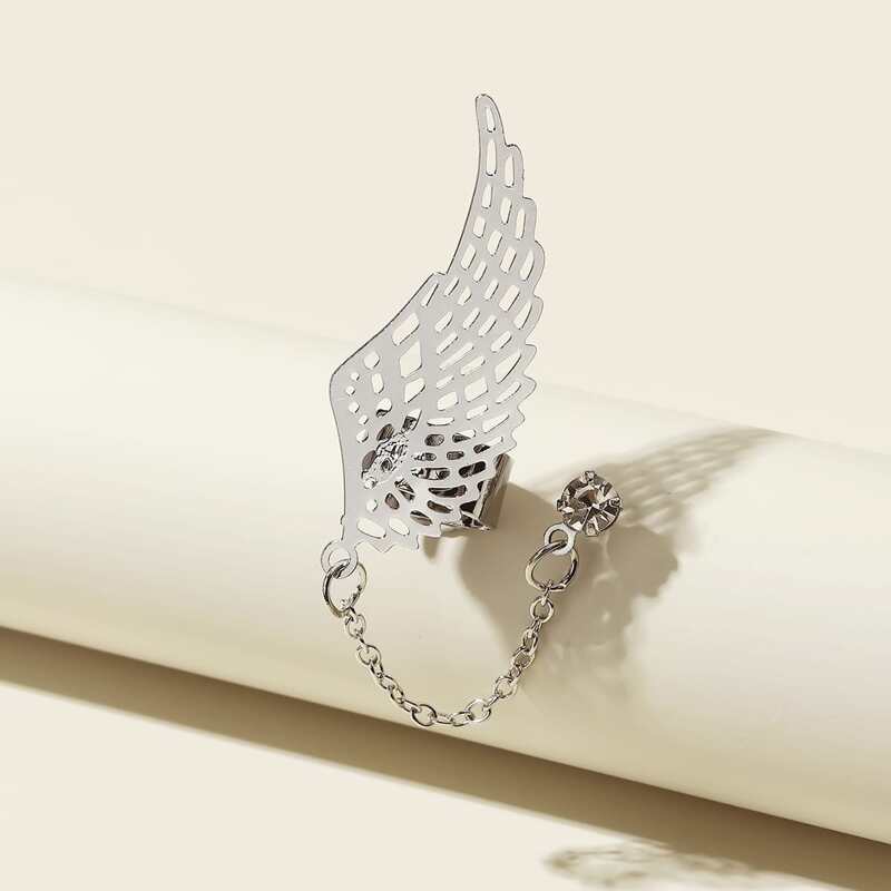 

Metal Wing Decor Earring, Silver