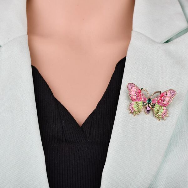

Rhinestone Decor Butterfly Design Brooch, Multicolor