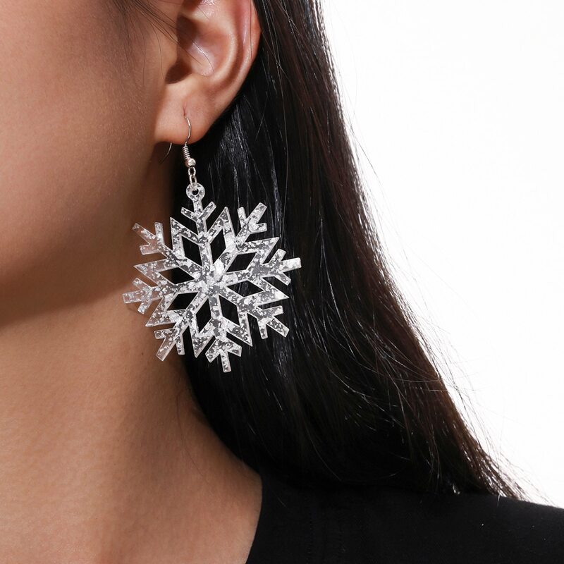 

Snowflake Design Drop Earrings, Clear
