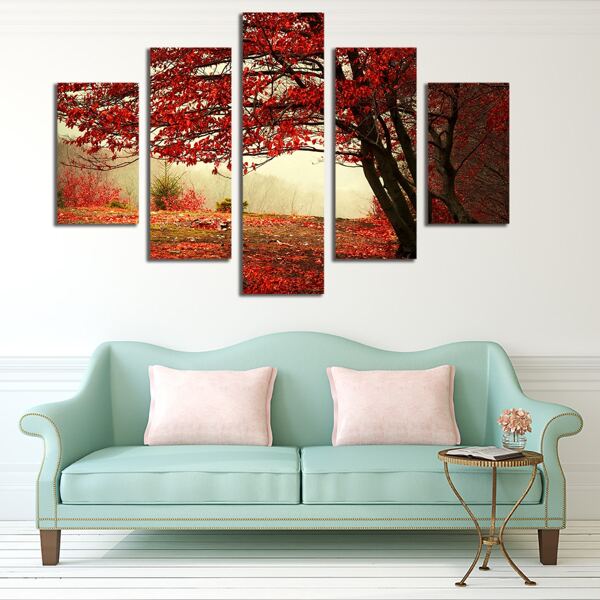 

5pcs Flower Print Wall Painting Without Frame, Multicolor