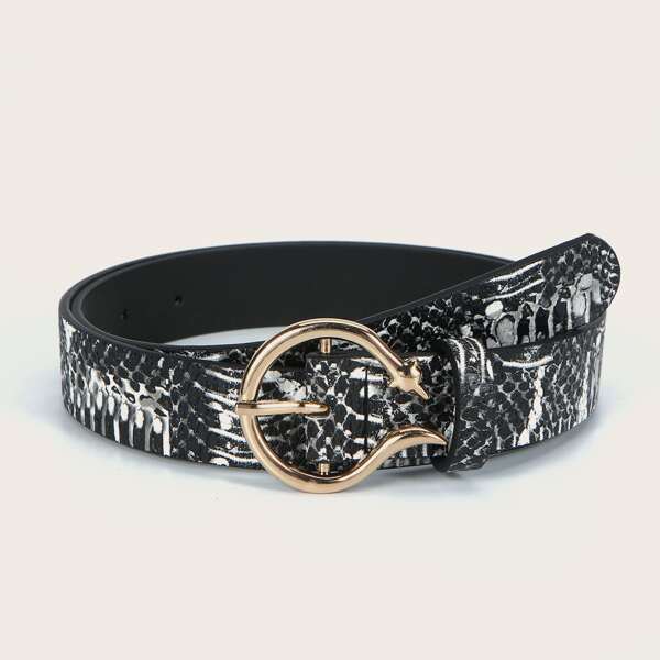 

Graphic Metal Buckle Belt, Multicolor