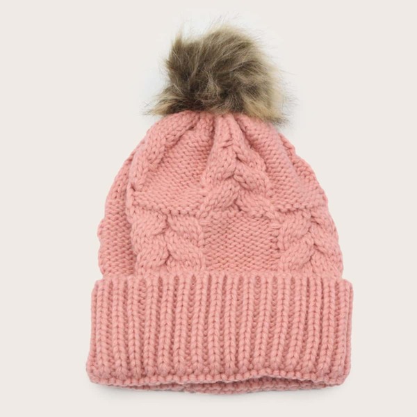 

Simple Pom Pom Beanie, Pink