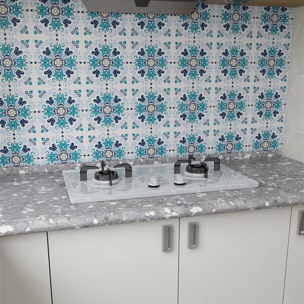 

10pcs Graphic Print Tile Sticker, Multicolor