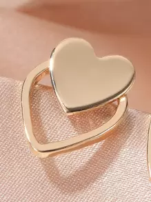 Heart Decor Stud Earrings Valentines,Mom,Mother,Mother's Day,Gift - Yellow Gold - View 3