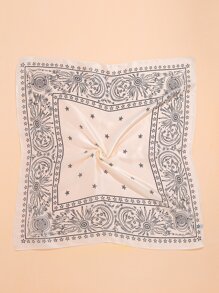 月亮和星星圖案手帕 - 白色 - 查看 2