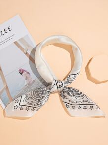 月亮和星星圖案手帕 - 白色 - 查看 3