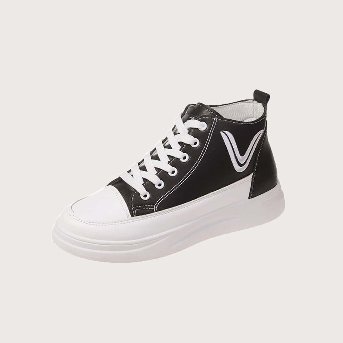 

Lace-up Front High Top Skate Shoes, Black