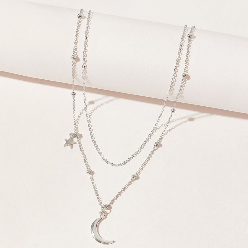

Moon & Star Layered Necklace, Silver
