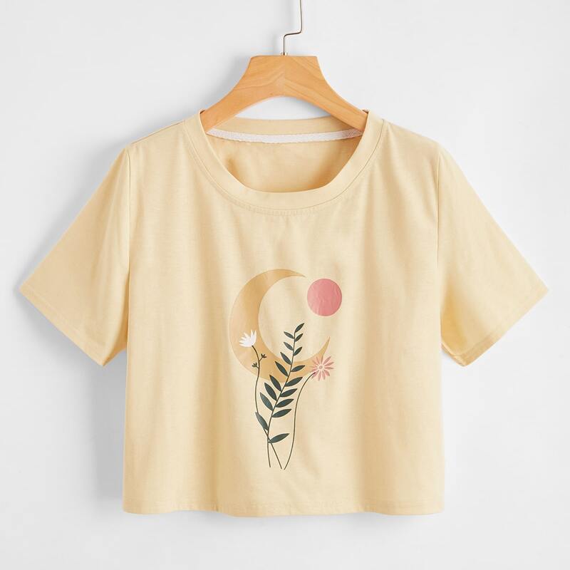 

Sun & Moon Graphic Tee, Apricot