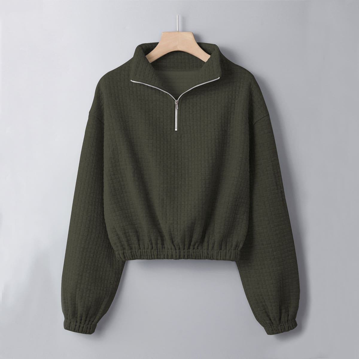 

Half Zipper Drop Shoulder Oversized Sweatshirt, Army green