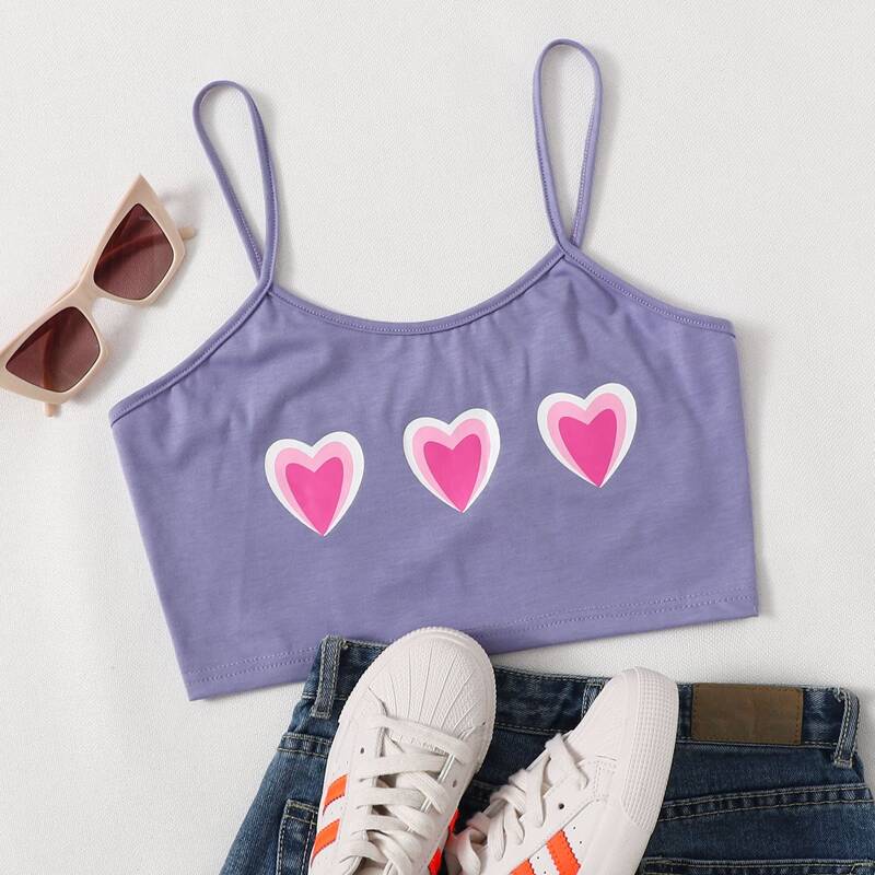

Heart Pattern Crop Cami, Lilac purple
