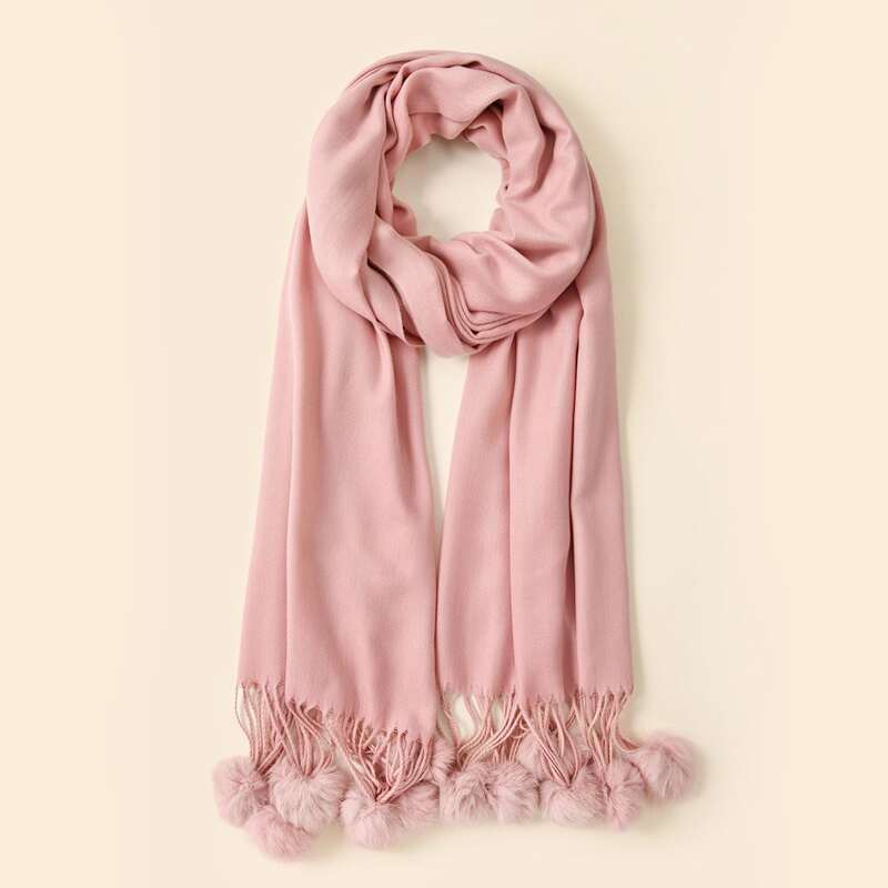 

Pom-pom Decor Scarf, Pink