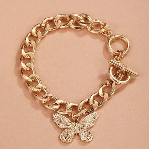 

Butterfly Charm Bracelet, Gold