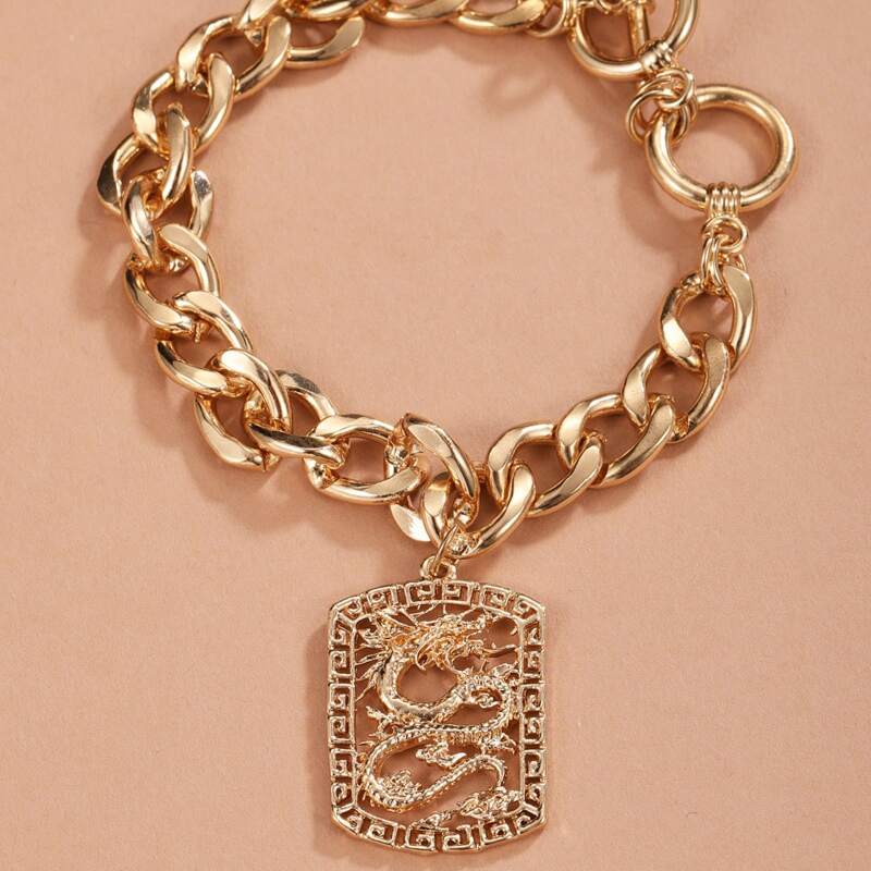 

Chinese Dragon Charm Bracelet, Gold