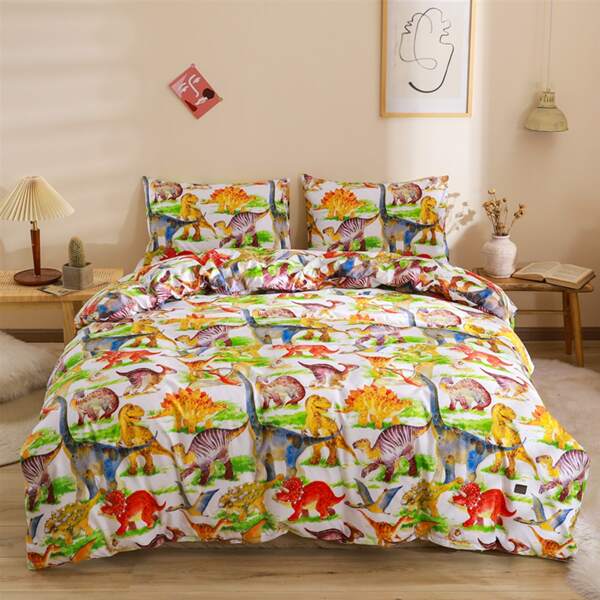 

Dinosaur Print Bedding Set Without Filler, Multicolor