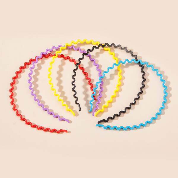 

5pcs Toddler Girls Solid Hair Hoop, Multicolor