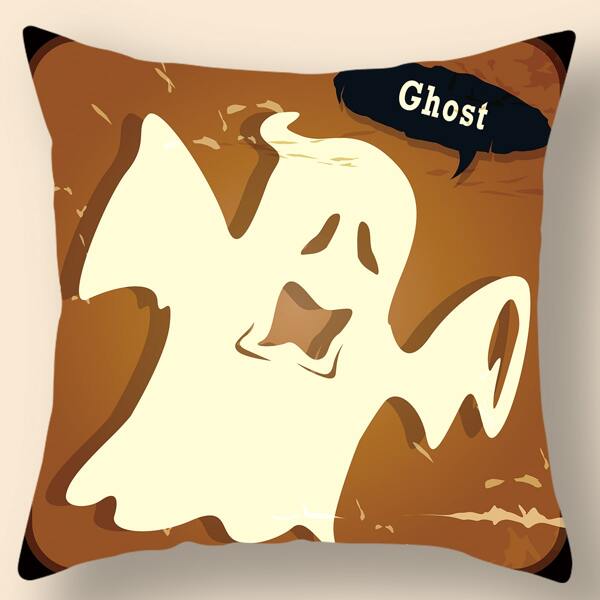 

Halloween Ghost Print Cushion Cover Without Filler, Multicolor