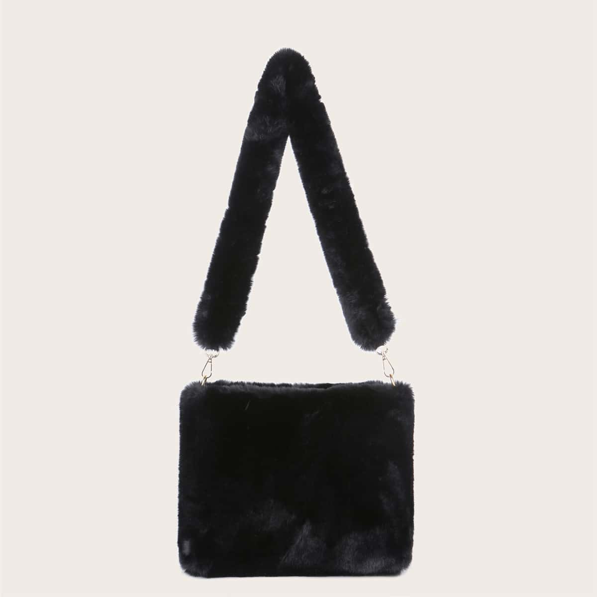 

Fluffy Shoulder Bag, Black