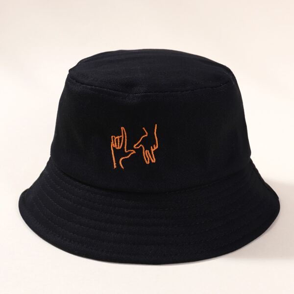 

Toddler Kids Embroidery Decor Bucket Hat, Black