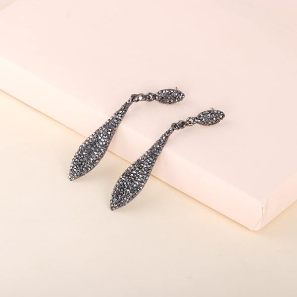 

Rhinestone Drop Earrings, Black