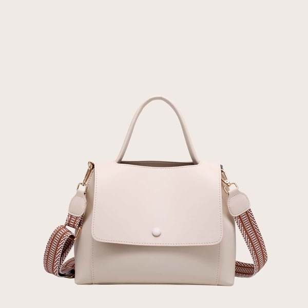 

Minimalist Flap Satchel Bag, Beige