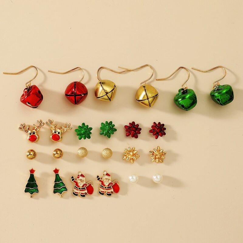 

12pairs Christmas Tree Decor Earrings, Multicolor