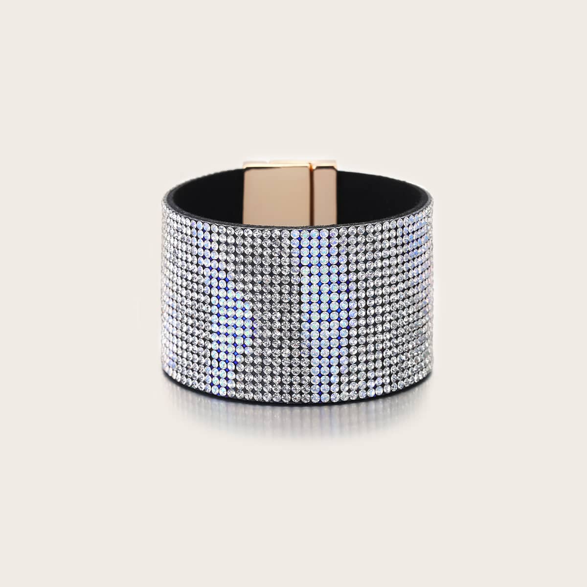 

Rhinestone Wide Bracelet, White