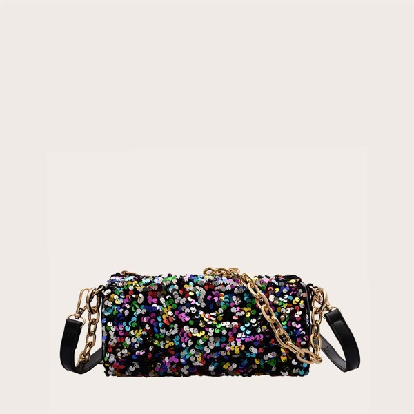

Sequins Decor Chain Shoulder Bag, Multicolor