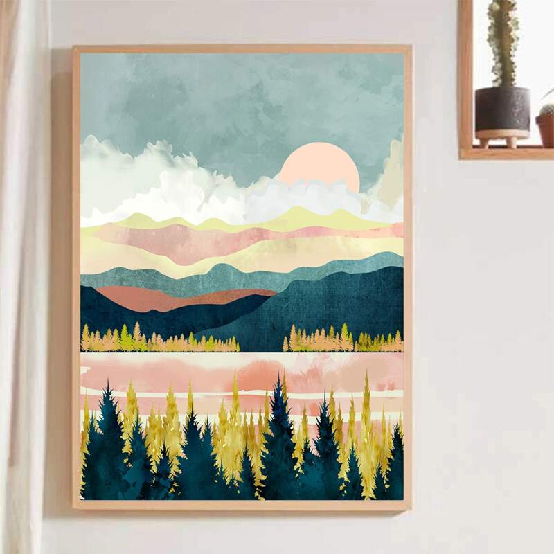 

Abstract Landscape Print Wall Painting Without Frame, Multicolor