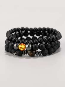 Pulsera de cuentas de moda y popular de 3 piezas para hombres para vacaciones y para una apariencia elegante - Multicolor - Ver 2