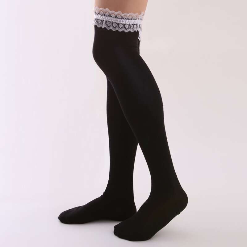 

Lace Trim Over The Knee Socks, Black