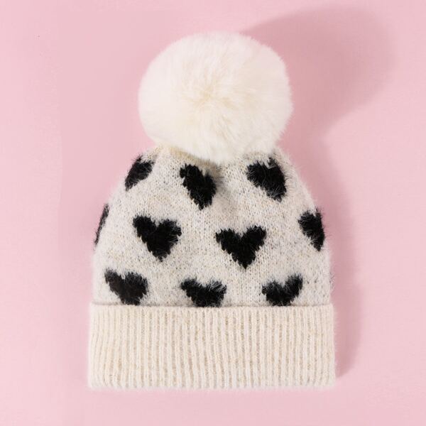 

Heart Pattern Warm Beanie, Beige