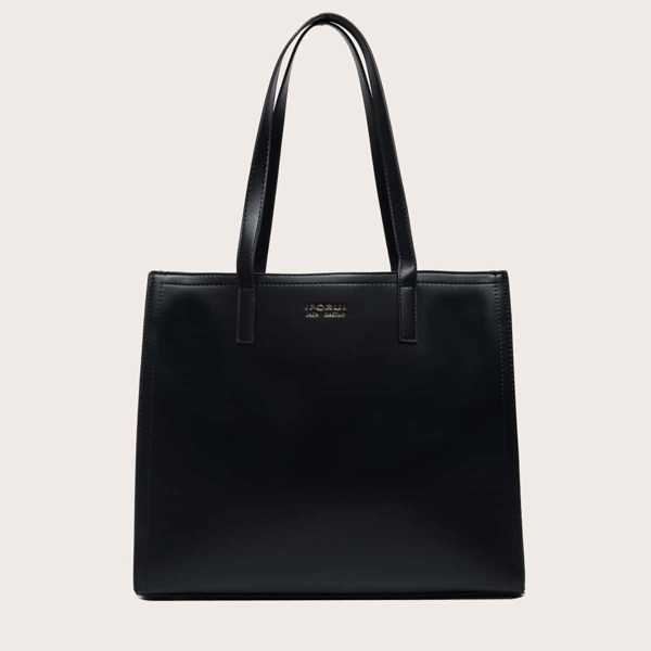 

Letter Graphic Tote Bag, Black