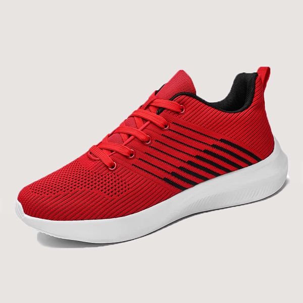 

Men Lace Up Front Knit Sneakers, Red