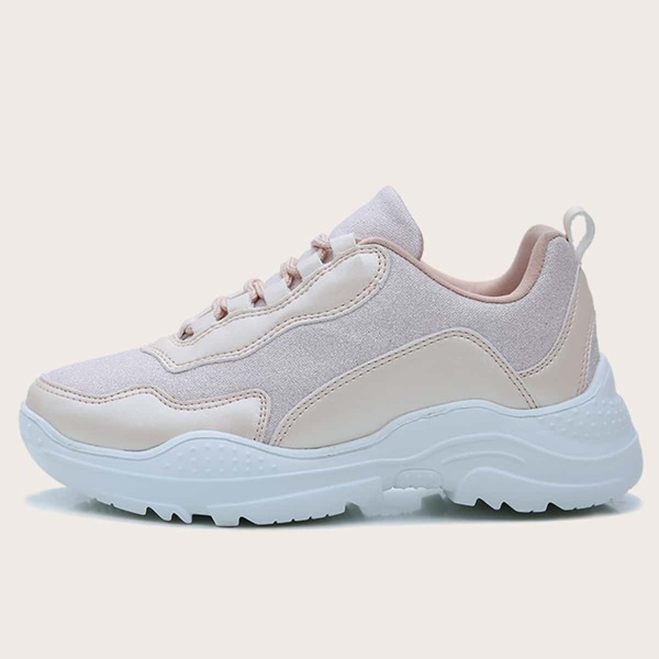 

Lace-up Front Low Top Chunky Sneakers, Pink