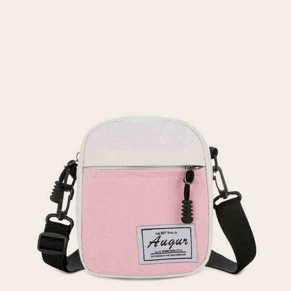 

Mini Color Block Canvas Crossbody Bag, Pink