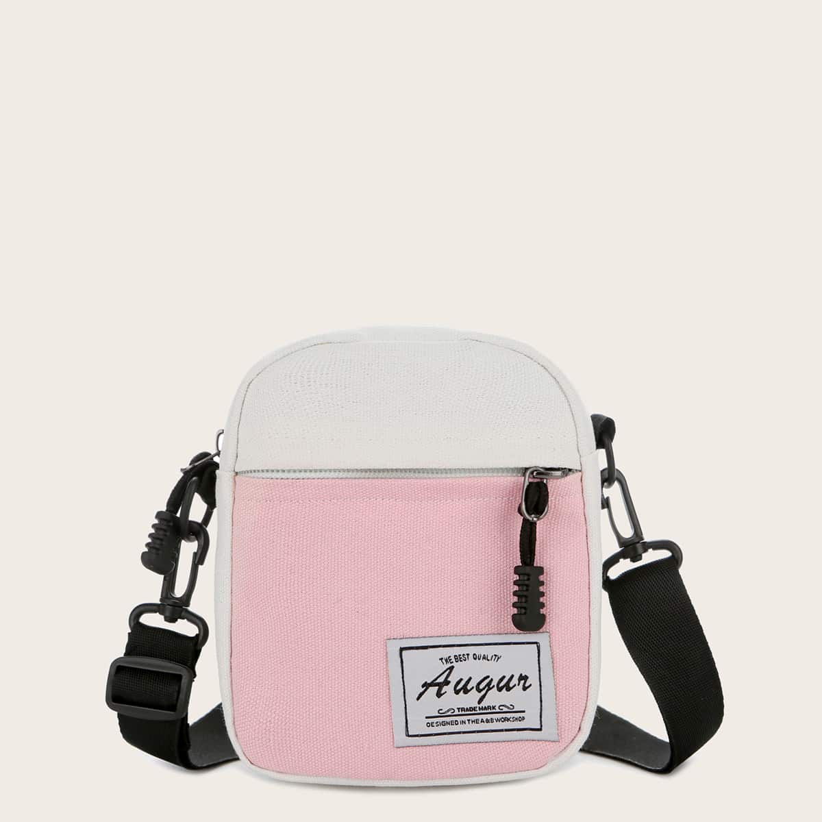 

Mini Color Block Canvas Crossbody Bag, Pink
