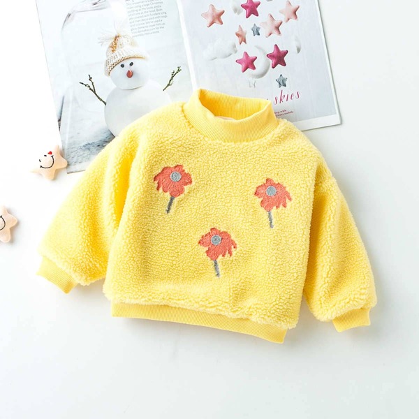 

Toddler Girls Floral Print Shearling Sweatshirt, Yellow