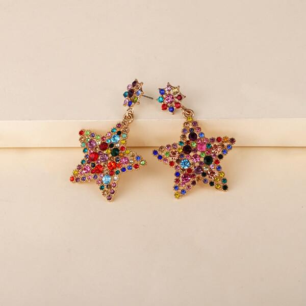 

Rhinestone Star Drop Earrings, Multicolor