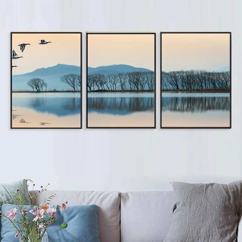 

3pcs Landscape Print Wall Painting Without Frame, Multicolor